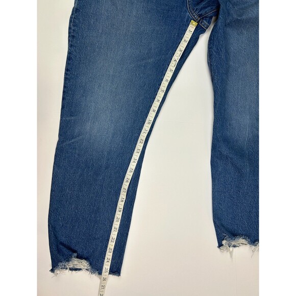 Levi's Premium 501 Cropped Straight Jeans Charleston Fun Blue Denim Raw Hem s 31 - Picture 7 of 15